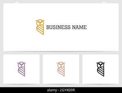 Owl Outline Style Logo Design Stock Vector