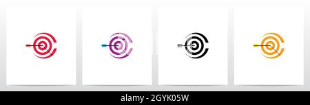 Arrow Target On Letter Logo Design C Stock Vector