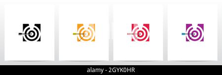 Arrow Target On Letter Logo Design M Stock Vector