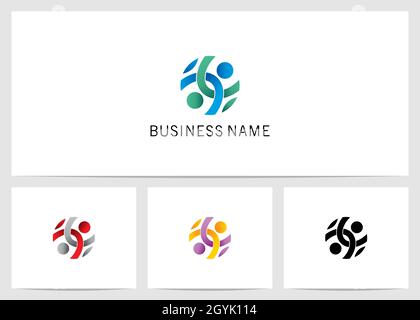 Human Link Circle Logo Design Stock Vector
