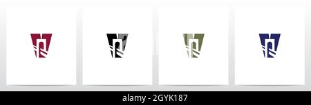 Bridge Inside Letter Logo Design V Stock Vector