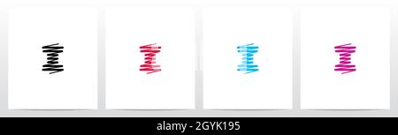 Scribble Forming Letter Logo Design I Stock Vector