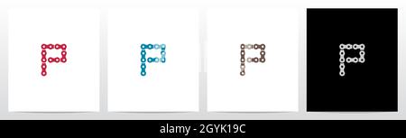 Chain Forming Letter Logo Design P Stock Vector