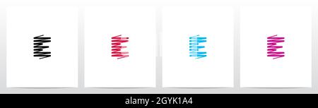 Scribble Forming Letter Logo Design E Stock Vector
