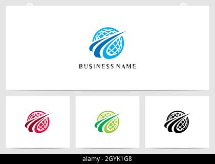 Swoosh On Globe Logo Design Stock Vector