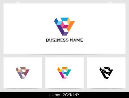 Cube Forming Abstract Triangle Logo Design Stock Vector