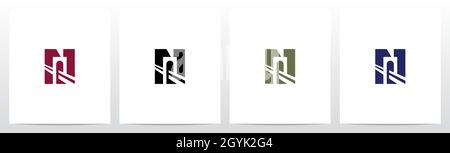 Bridge Inside Letter Logo Design N Stock Vector