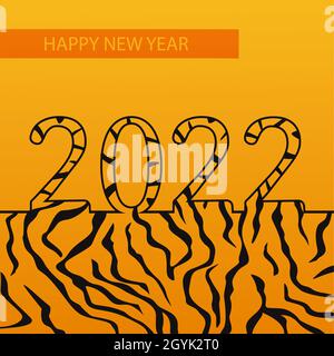 greeting card with the new year of the tiger 2022 Stock Vector