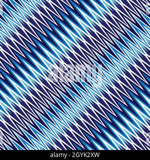 Modern taste geometric composition of diagonal zigzag stripes in different shades of blue. Seamless repeating vector pattern. Stock Vector