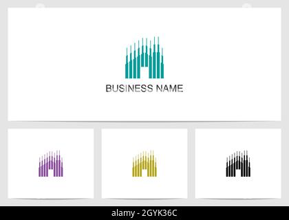 Stripes Home Abstract Logo Design Stock Vector