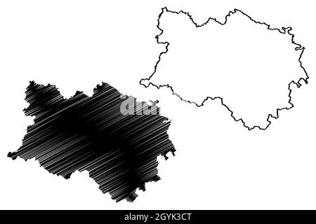 Kannauj district (Uttar Pradesh State, Republic of India) map vector illustration, scribble sketch Kannauj map Stock Vector