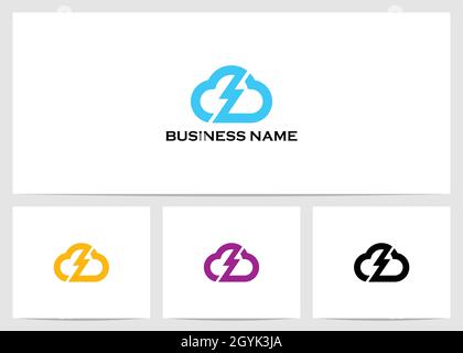 Cloud And Lightning Logo Design 1 Stock Vector