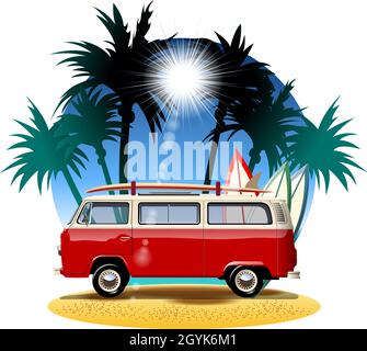 Vector cartoon camper. Available eps-10 vector format separated by groups with transparency effects for one-click repaint Stock Vector