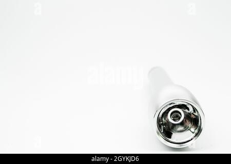 silver flashlight with isolated empty background Stock Photo