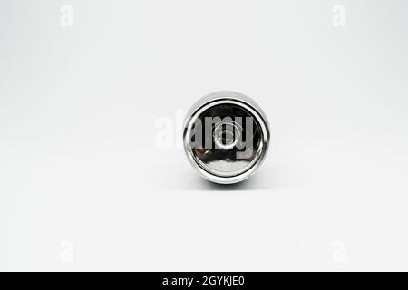 silver flashlight with isolated empty background Stock Photo