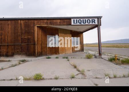 Jeffrey City, Wyoming - August 5, 2021: The abandoned former bowling ...