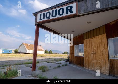 Jeffrey City, Wyoming - August 5, 2021: The abandoned liquor store in ...