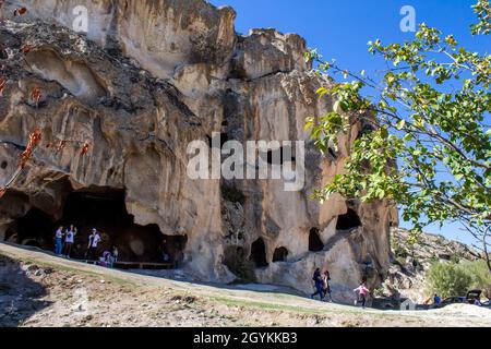 Afyonkarahisar, Turkey - September 26, 2021: Phrygian Valley is a historical region in Afyonkarahisar, Turkey. Also known as the second Cappadocia. Stock Photo