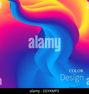 Color Background. Fluid Poster. Flow Wave. Colorful Gradient. Stock Vector