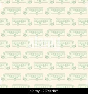 Seamless pattern with school busses, back to school pattern Stock Vector