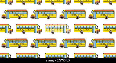 Seamless pattern with school busses, back to school pattern Stock Vector