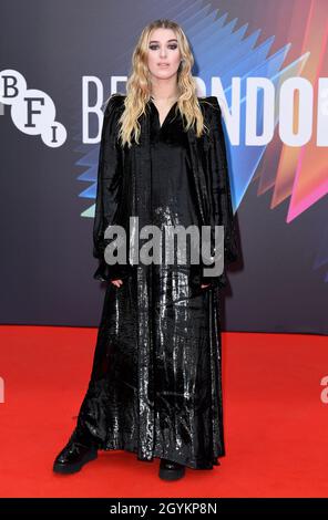 London, UK. 08th Oct, 2021. October 8th, 2021, London, UK Honor Swinton Byrne arriving at The Souvenir: Part II gala premiere, part of the BFI London Film Festival, held at The Royal Festival Hall. Credit: Doug Peters/Alamy Live News Stock Photo