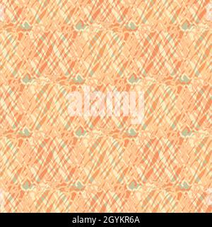 Abstract knitted vector pattern texture background. Orange backdrop with irregular loops of crochet style yarn thread. Scribbled textured repeat Stock Vector