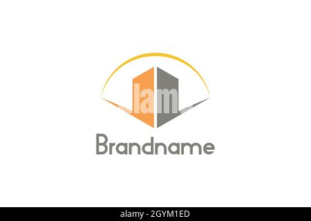 Building logo design concept. Geometric and symmetrical shapes. Simple minimalist modern and creative logo design. Stock Vector