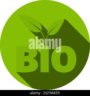 circular green BIO seal or label with leaves, vector illustration Stock Vector