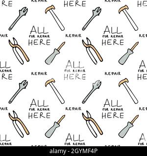 Tools seamless background. Construction, repair pattern vector