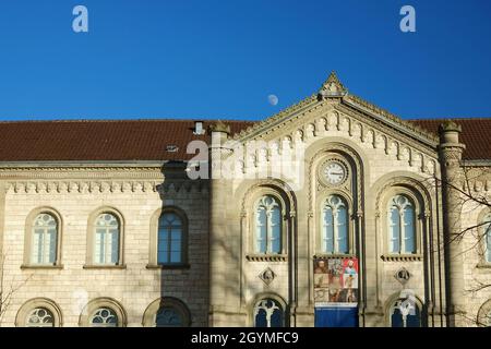 GOETTINGEN, GERMANY - Feb 05, 2020: The Auditorium of Goettingen with deep blue sky. Old German architecture on a sunny day. Stock Photo