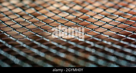 Macro Photography of stainless steel grid. Abstract background Stock Photo