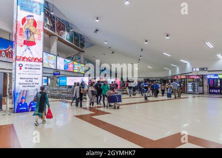GUWAHATI, INDIA - JANUARY 28, 2017: Interior of Lokpriya Gopinath Bordoloi International Airport in Guwahati, Assam state, India Stock Photo