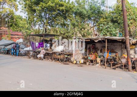 LUCKNOW, INDIA - FEBRUARY 2, 2017: Various street stalls in Lucknow, Uttar Pradesh state, India Stock Photo