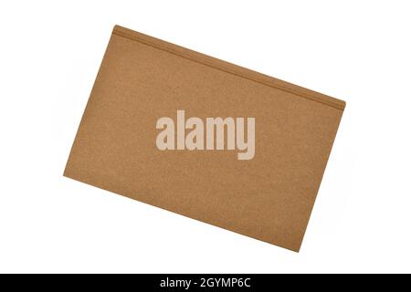 Top view of simple brown book on white background Stock Photo