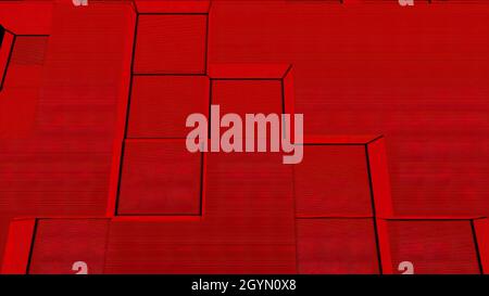 Abstract Cubes Background Random Motion, Loopable Animation. Red Cubes. Stock Photo