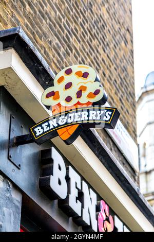 Ben & Jerry’s Ice Cream shop in Wardour Street, Soho, London, UK Stock Photo