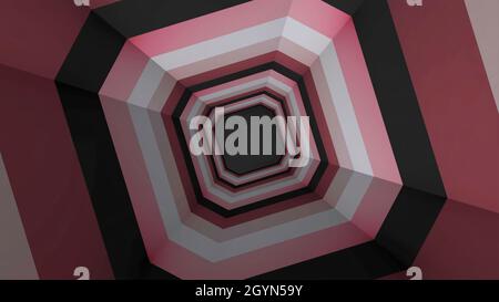 Beautiful Abstract Square Tunnel. Colored square tunnel. Stock Photo