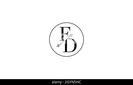 LETTERS FD LOGO DESIGN WITH NEGATIVE SPACE EFFECT FOR ILLUSTRATION USE Stock Vector