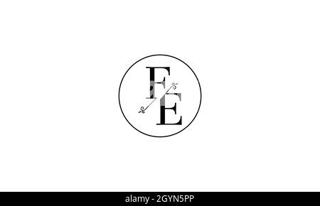 LETTERS FE LOGO DESIGN WITH NEGATIVE SPACE EFFECT FOR ILLUSTRATION USE Stock Vector