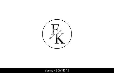 LETTERS FK LOGO DESIGN WITH NEGATIVE SPACE EFFECT FOR ILLUSTRATION USE Stock Vector