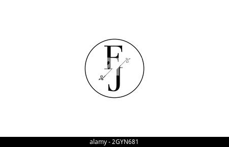 LETTERS FJ LOGO DESIGN WITH NEGATIVE SPACE EFFECT FOR ILLUSTRATION USE Stock Vector