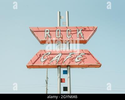 Rock Cafe vintage sign, on Route 66 in Stroud, Oklahoma Stock Photo