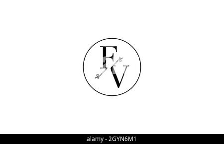 LETTERS FV LOGO DESIGN WITH NEGATIVE SPACE EFFECT FOR ILLUSTRATION USE Stock Vector