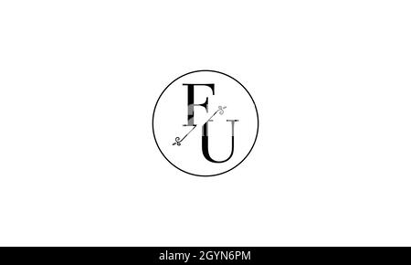 LETTERS FU LOGO DESIGN WITH NEGATIVE SPACE EFFECT FOR ILLUSTRATION USE Stock Vector