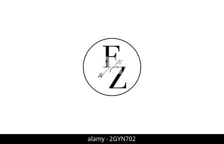 LETTERS FZ LOGO DESIGN WITH NEGATIVE SPACE EFFECT FOR ILLUSTRATION USE Stock Vector