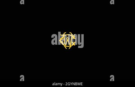 LETTERS GW LOGO DESIGN WITH NEGATIVE SPACE EFFECT FOR ILLUSTRATION USE Stock Vector