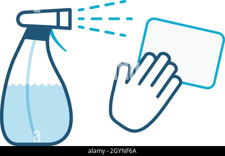 Spray box, disinfect surfaces, decontamination, cleaning, cleanliness, hygiene, cleanup vector stock illustration Stock Vector