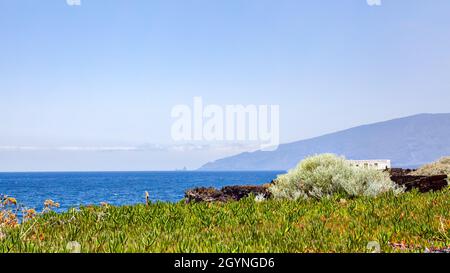 Ocean and coast of  El Hierro Island, The Canaries, Spain. Panoramic landscape Stock Photo