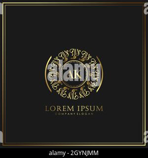 AK Initial Letter Luxury Logo template in vector for Restaurant, Royalty, Boutique, Cafe, Hotel, Heraldic, Jewelry, Fashion and other vector illustrat Stock Vector